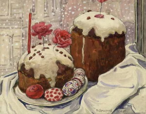 Ein schneefreies Ostern in Irkutskej : Ein Ostermahl, 1904. Schöpfer: Boris Wasiliewitsch Smitrow