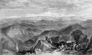 Black And White Mountain Landscape Drucke: Snowy Range, from Tyne or Marma, 1845. Creator: Unknown