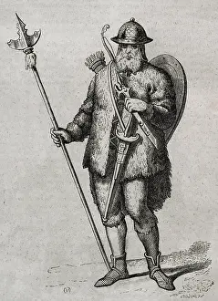 Historical Black And White Images Drucke: Soldier of the early Goths, 1852. Creator: Coderch