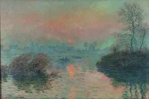 Sonne untergehend über der Seine in Lavacourt, Winterwirkung, 1880. Künstler: Claude Monet