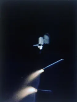 Space Shuttle Launch Drucke: Solid rocket booster separates, first Space Shuttle flight, 12 April 1981. Creator: NASA