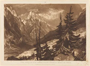 Chamonix Mont Blanc Scenery Drucke: The Source of the Arveron, published 1816. Creator: JMW Turner