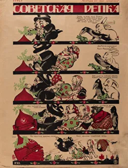 Colour Lithograph Fine Art Prints Drucke: The Soviet Gigantic Turnip, 1920