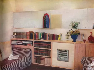 Vintage Living Room Decor Drucke: A Space-Saving Flat, 1935