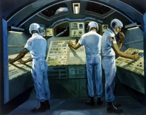 Raumschiff – Künstlerische Vorstellung des Innenraumes, Ende der 1980er Jahre. Ersteller: NASA