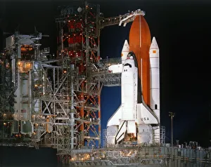 Kennedy Space Center Drucke: Space Shuttle Columbia on launch pad, Kennedy Space Center, Florida, USA, March 1982