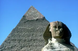 Archaeological Site In Africa Drucke: The Sphinx and Pyramid of Khafre (Chephren), Giza, Egypt, 4th Dynasty, 26th century BC