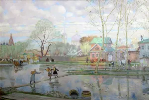 Genre Painting Russia Drucke: Spring, 1921