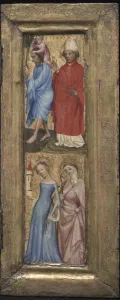 Heiliger Christoph und Heiliger Erasmus; Heilige Barbara und eine andere weibliche Heiligschwester um 1424. Schöpfer unbekannt