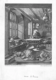Albrecht Durer Prints For Sale Drucke: St Jerome in his study. Creator: Unknown