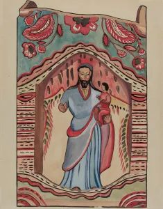 Hand Colored Woodcut Drucke: St. Joseph, 1936. Creator: E. Boyd