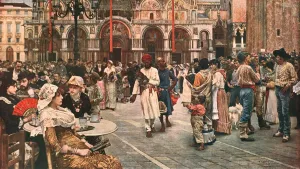 Victorian Era Travel Posters Drucke: St Marks Square, Venice, 1883, (c1902). Creator: Unknown