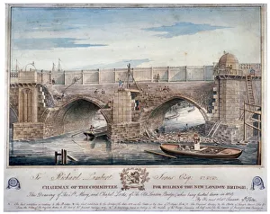 England Geographical Features Drucke: St Mary and Chapel Locks being pulled down, London Bridge, 1829