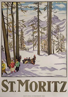 Vintage Ski Posters Drucke: St. Moritz, 1918