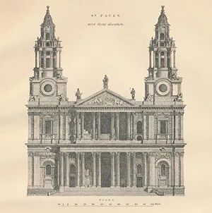 Christian Heritage Sites UK Drucke: St. Pauls - west front elevation, 1889. Creator: W & AK Johnston