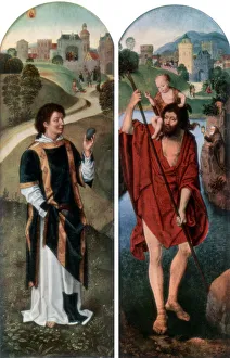 Antique Print Collector Drucke: St Stephen and St Christopher, (1927). Artist: Hans Memling