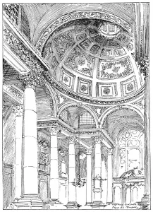 Victorian Era Buildings London Drucke: St Stephens Walbrook, 1899
