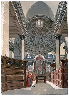 Christopher Wren Designs Drucke: St Stephens, Walbrook, c1850