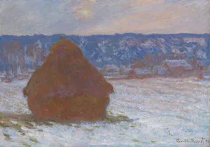 Oil On Canvas Winter Scene Drucke: Stack of Wheat (Snow Effect, Overcast Day), 1890 / 91. Creator: Claude Monet