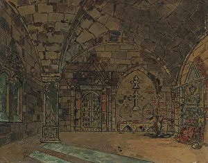 Opera Stage Design Drucke: Stage design for the opera The Demon by A. Rubinstein, c1902