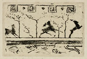 French Graphic Art Drucke: Stags, A Study for the Decoration of a Frame (Third Version), 1890-98
