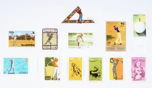 Bilder Datiert 2. August 2005: Sternzeichen aus verschiedenen Ländern mit Golf-Thema des 20. Jahrhunderts