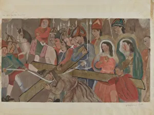 Station der Kreuzigung Nr. 9: Jesus fällt zum dritten Mal, um 1936.
