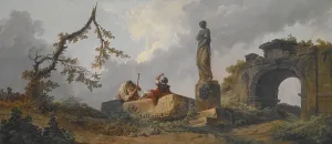 Hubert Robert Artist Drucke: The Statue, 1700s. Creator: Hubert Robert