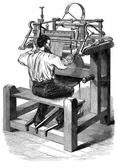 Textile Machinery History Drucke: The stocking frame, c1880