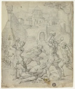 Art Institute Chicago Prints Drucke: Stoning of Staint Stephen, c.1600. Creator: Unknown