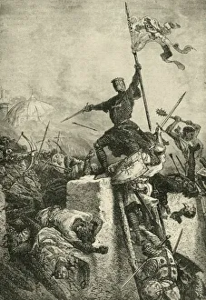 Black And White Historical Images Drucke: Storming of Constantinople by Baldwin, Count of Flanders, (1204), 1890. Creator: Unknown