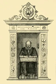 London City Landmarks Drucke: Stows Monument in St. Andrew Undershaft, (c1872). Creator: Unknown
