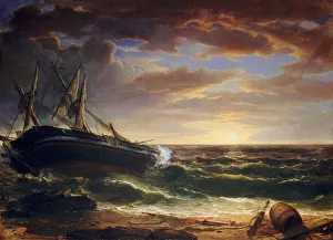 Drucke von Die verlassene Schiff, 1844 Asher Brown Durand Drucke: Die verloren gegangene Schiff, 1844. Schöpfer: Asher Brown Durand