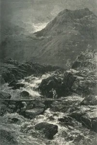 Cassell Petter Galpin Engravings Drucke: The Stream from Llyn Idwal, c1870