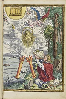 Fine Art Watercolour Drucke: The strong angel. John devours the book