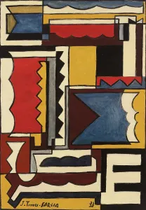 Tempera On Cardboard Artwork Drucke: Structure with interlocking shapes, 1933. Creator: Torres-Garcia, Joaquin (1874-1949)
