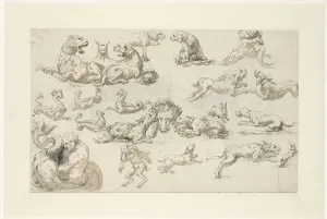Mythical Creatures In Art History Drucke: Studies of animals and semi-styles, c.1765-c.1780. Creator: Anon