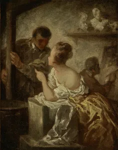 Honore Daumier Artworks Drucke: The Studio, about 1870. Creator: Honore Daumier