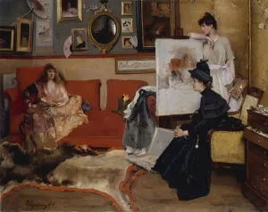 Female Model In Studio Setting Drucke: In the Studio, 1888. Creator: Alfred Stevens