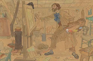 Netherlands Heritage Images Drucke: Studio of a modern painter, c.1908. Creator: Leo Gestel