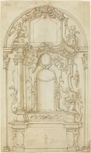 German Religious Artwork Drucke: Study for an Altar and a Reredos. Creator: Unknown