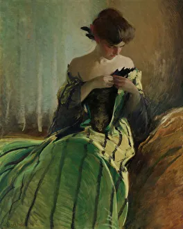 Drucke von Studium im Schwarz und Grün, 1906 Porträt Drucke: Studium im Schwarz und Grün, 1906. Ersteller: John White Alexander