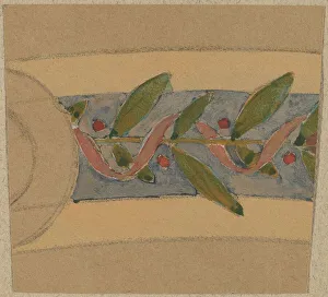Antique Floral Artwork Drucke: Study for a Border Design, 1890/1897. Creator: Charles Sprague Pearce