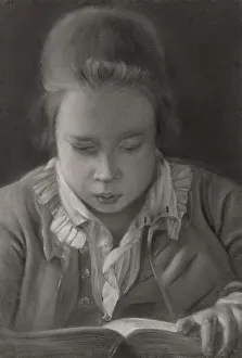 Georgian Era Artwork Drucke: Study of a Boy Reading, about 1766. Creator: Joseph Wright of Derby