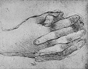 Leonardo Da Vinci Drucke: Studium der gekrümmten Hände, um 1480 (1945). Künstler: Leonardo von Vinci