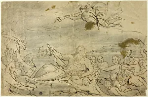 River Thames Geographical Feature Drucke: Study for Commerce or the Triumph of the Thames, 1767/80. Creator: James Barry