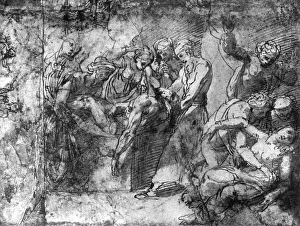 Renaissance Art Study Drucke: Study for an Entombment, attributed to Raphael, 1913. Artist: Raphael