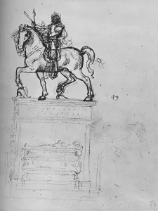 Studium für ein Reitschützenmonument, um 1480 (1945). Künstler: Leonardo v. Da Vinchi