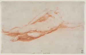 Studium eines gefallenen Soldaten (möglicherweise die Verwandlung des Saül) (verso)... um 1525. Künstler