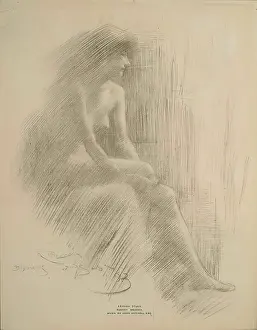Black And White Pencil Drawings Drucke: Study of a Figure, 1893. Creator: Robert Brough